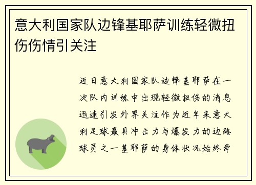 意大利国家队边锋基耶萨训练轻微扭伤伤情引关注